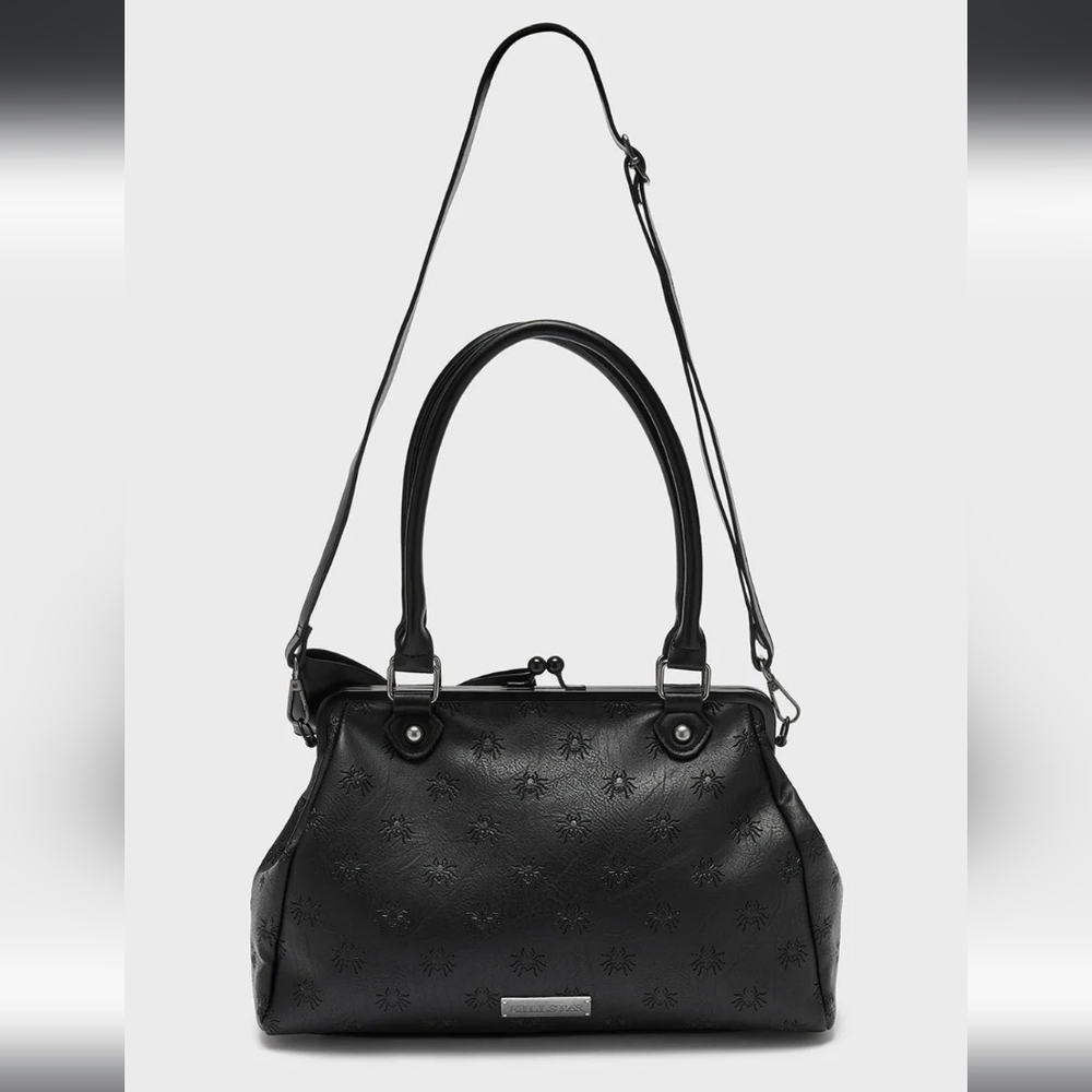 Killstar Black Shoulder Bag with Bow Detail - Picture 2 of 5